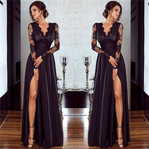 Spitze langarm abendkleid - spitze,