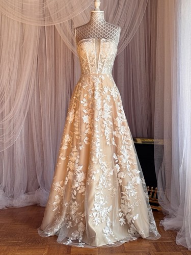 Abendkleid champagner linie - abendkleid, a-linie